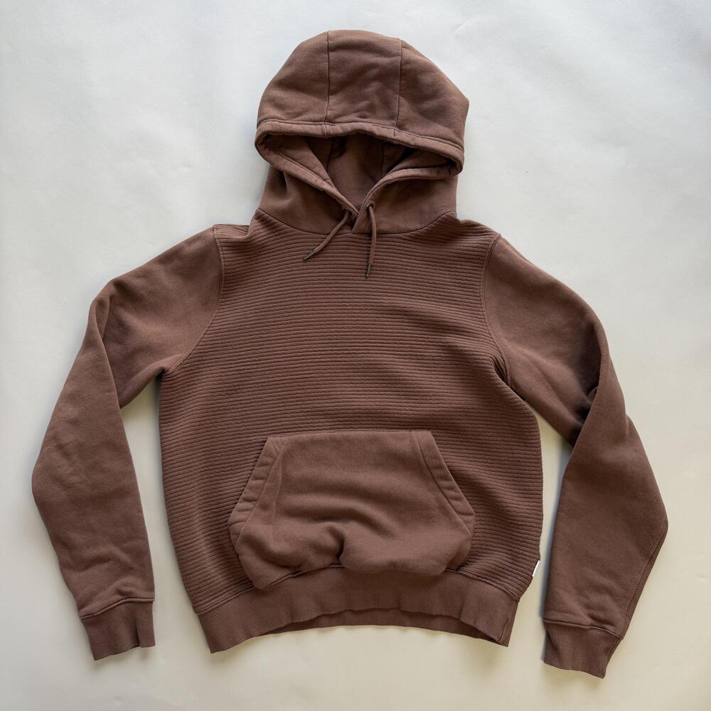 Peter Werth Hoodie Mens XL Brown Ribbed Fleece Pullover Kangaroo Pocket ESS002